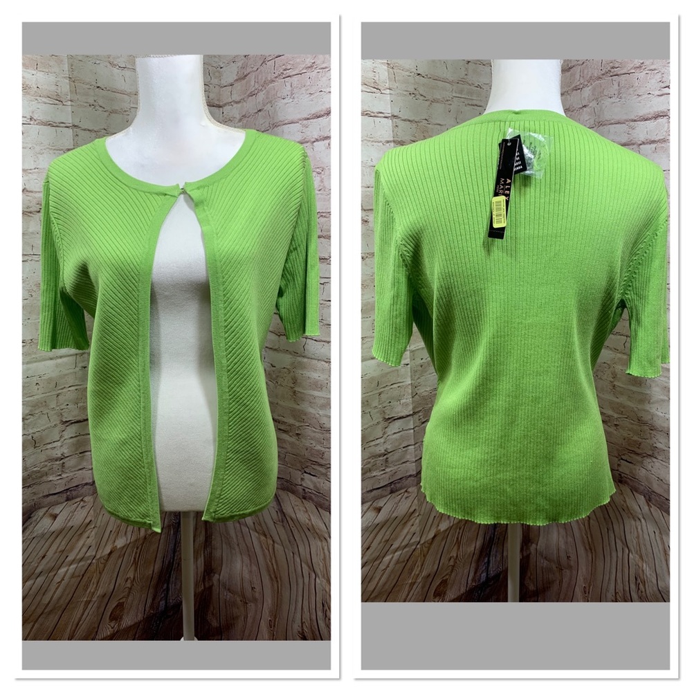 Alex Marie Petite Green SZ PM cardigan hook front